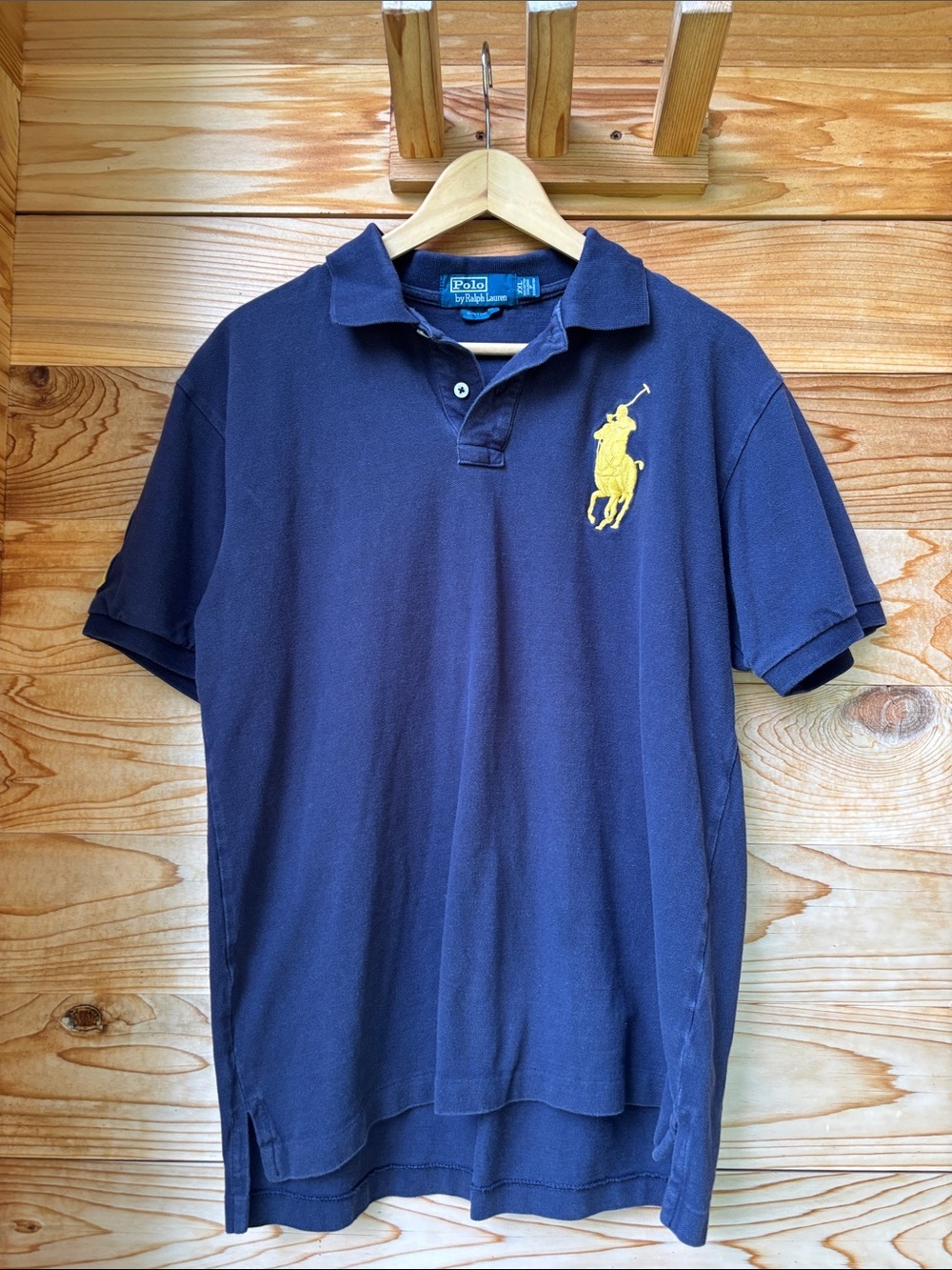 Polo Ralph Lauren Boys XXL Custom Fit Big Pony Cotton Polo Shirt Navy Yellow